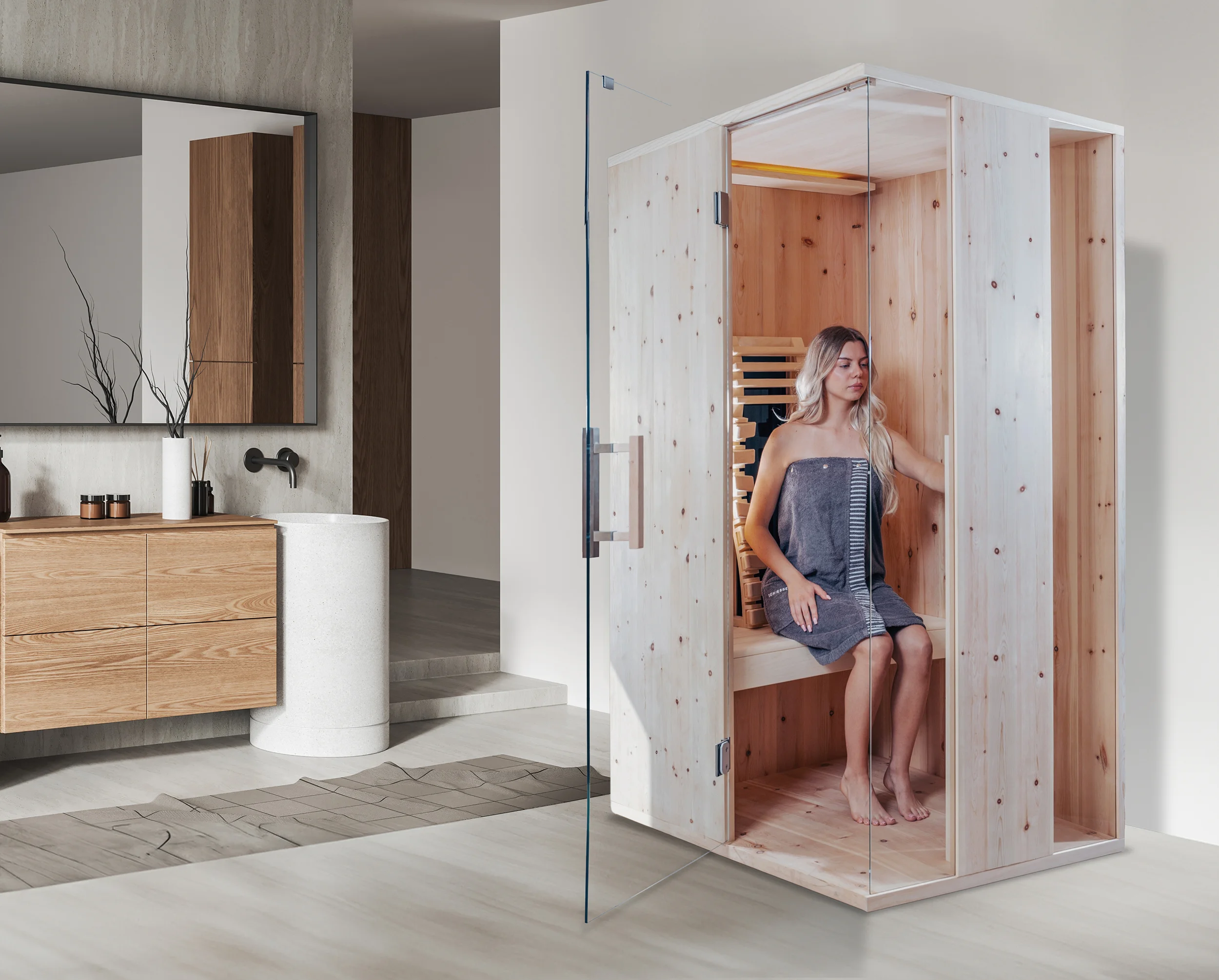 Infrarotkabine aus Zirbenholz Modell AURA 1