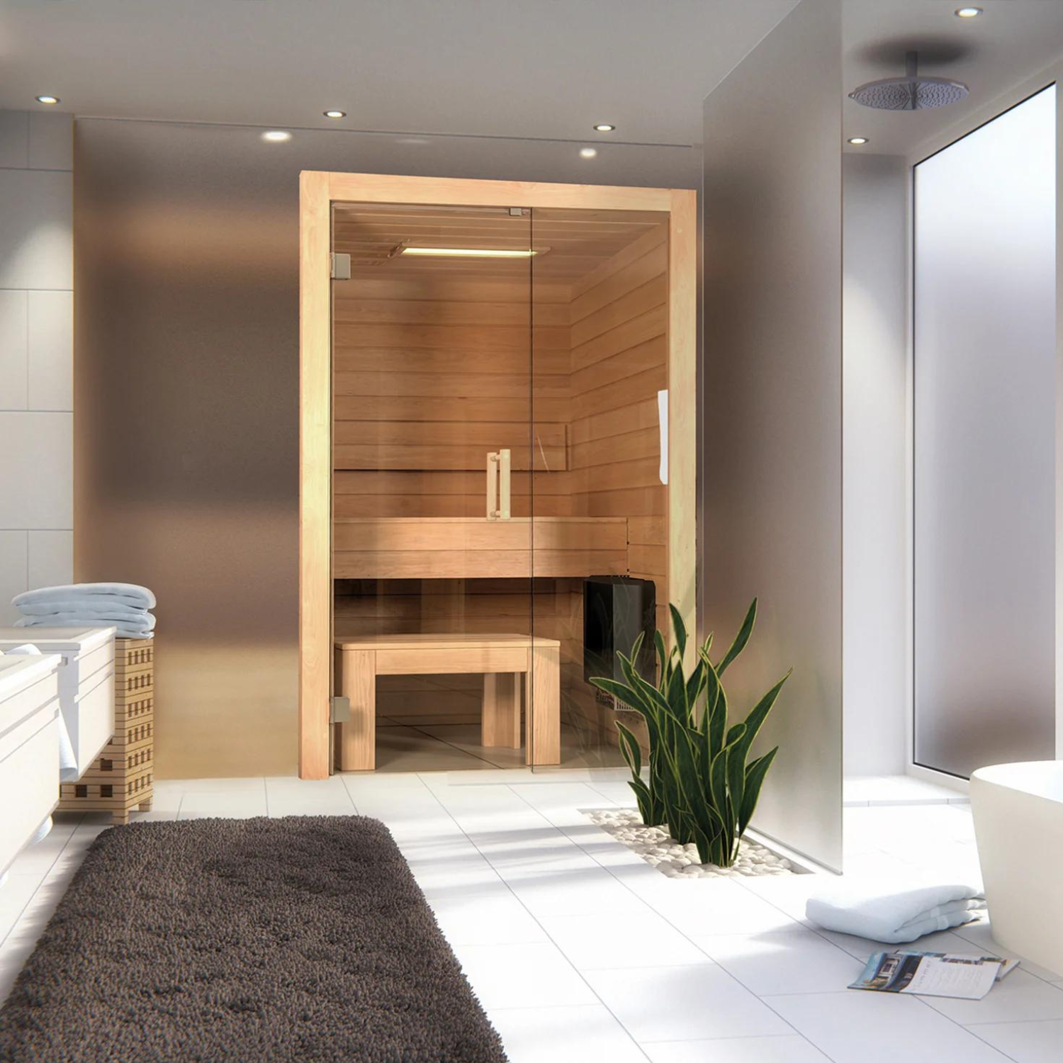 HORI Heimsauna 4 Personen: Massivholz Sauna Mit 6 KW Ofen & Steinen